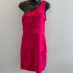 Max & Cleo One Shoulder Pleaded Dress